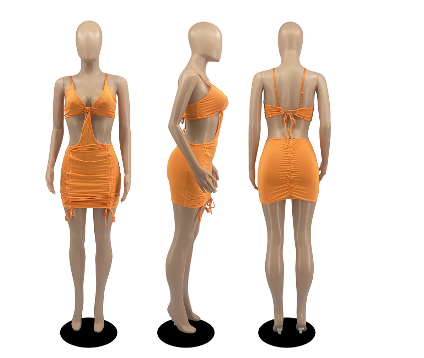 Sleeveless Hollow Out Bandage Sexy Mini Dress Summer Women Fashion Clothing Streetwear Outfits Club Y2K Clothing
