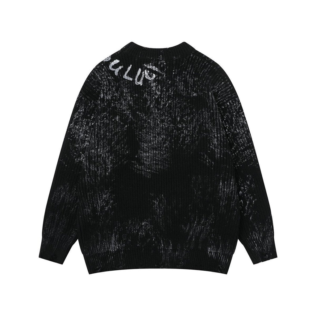 Knitted sweater inkjet graffiti sweater base sweater