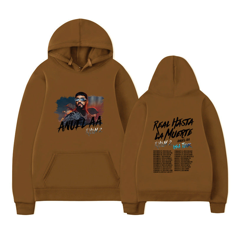 Rapper Anuel AA Real Hasta La Muerte Hoodies Mens Clothing H