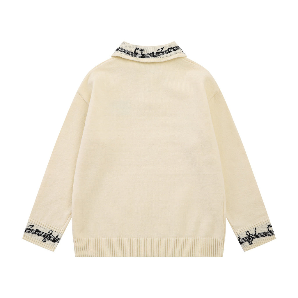 Music note jacquard sweater