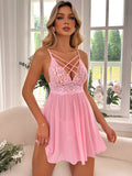 Lace Lace Splicing Perspective Nightclub Deep V Temptation Sex Sleeping Skirt
