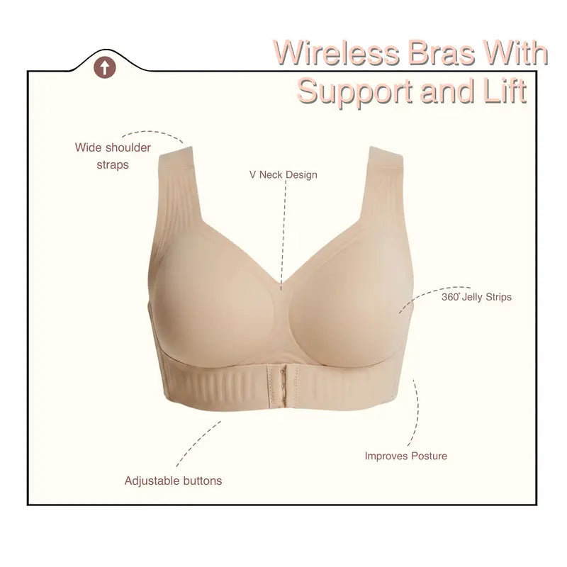 Women's Posture Correction Sports Bra, Jelly Pad Push Up Lifting Support, Breathable Anti-Sagging Plus Size Bra