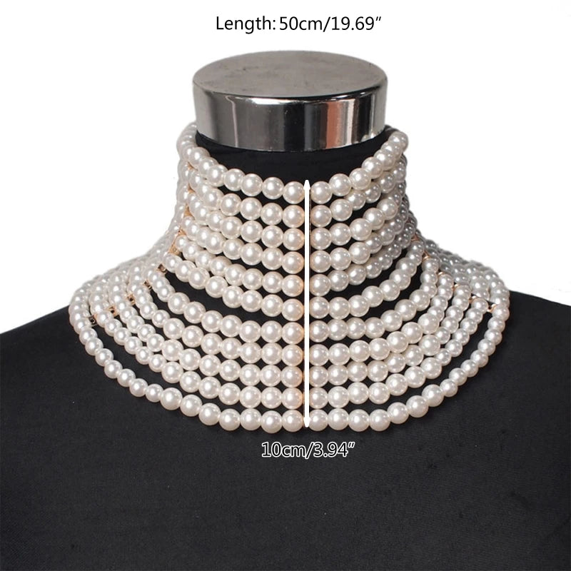 Multi layer pearl necklace for women's wedding bride accessories