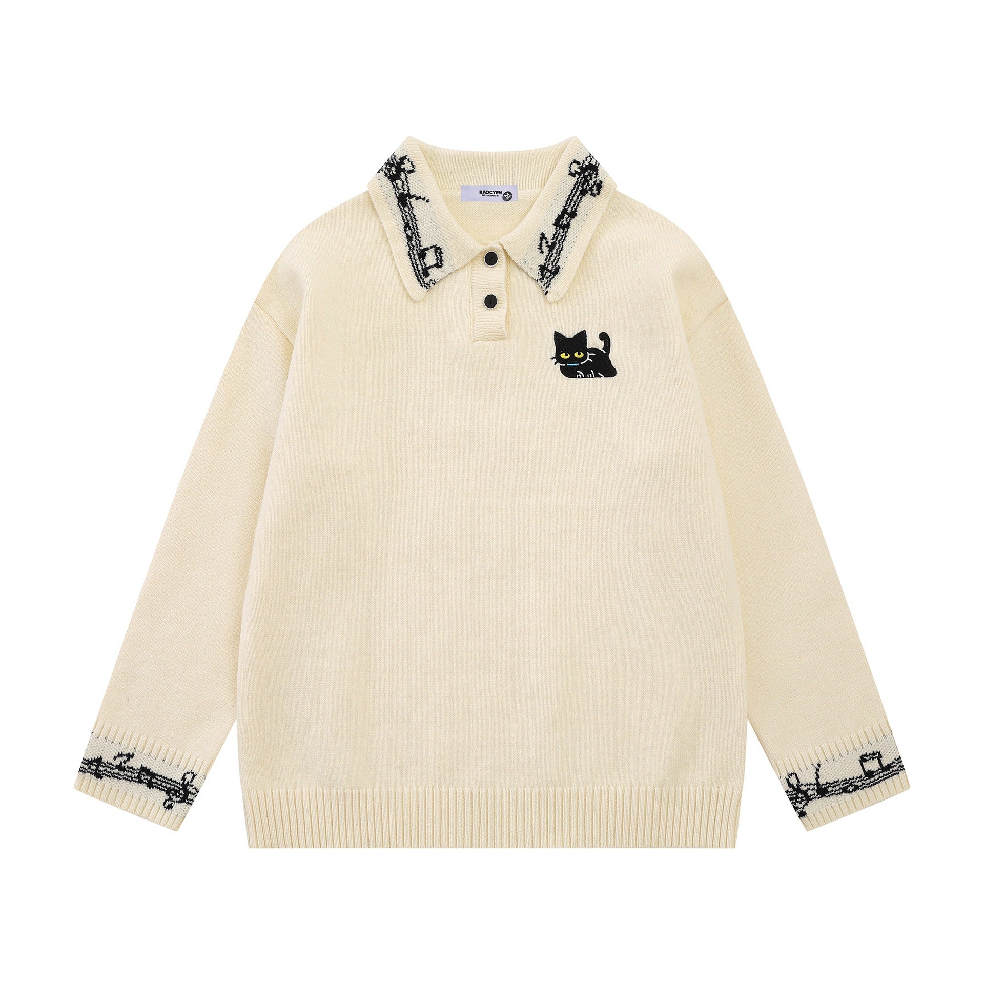 Music note jacquard sweater