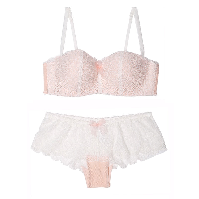 European Style Brand bra and panties adjustable push up lace thin thick women's underwear bow bra set