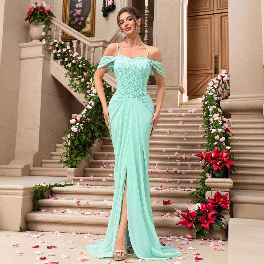 New sequin dress slim fit long trailing wedding banquet dress