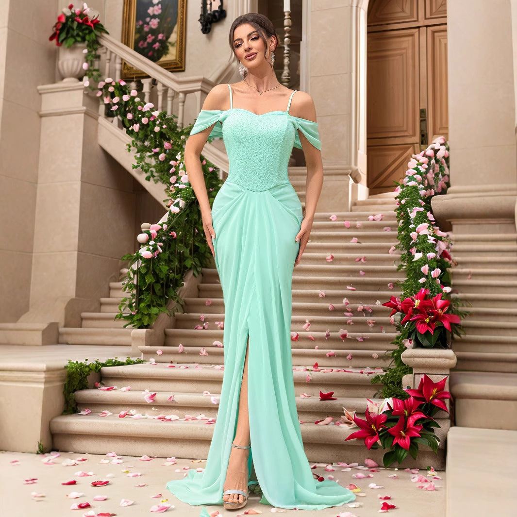 New sequin dress slim fit long trailing wedding banquet dress