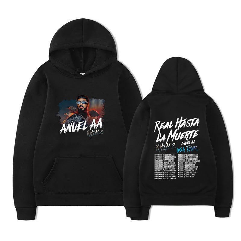Rapper Anuel AA Real Hasta La Muerte Hoodies Mens Clothing H