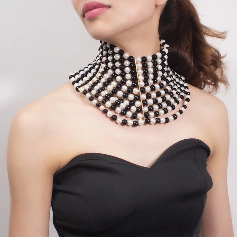 Multi layer pearl necklace for women's wedding bride accessories
