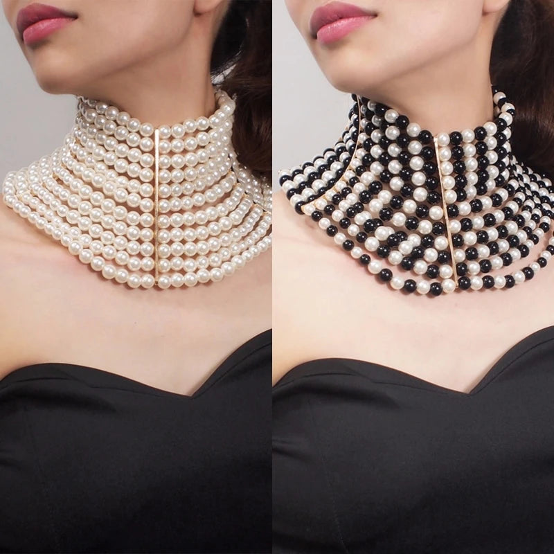 Multi layer pearl necklace for women's wedding bride accessories