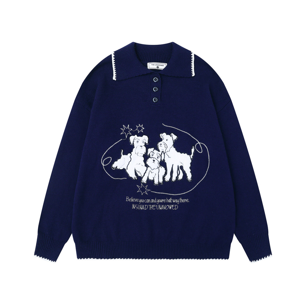 Cartoon collar sweater base sweater