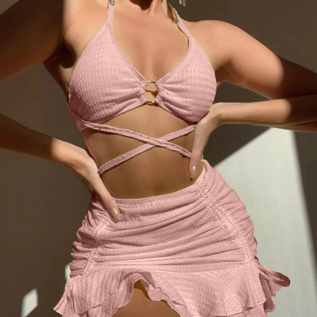 Ladies' sexy three piece beach swimsuit set