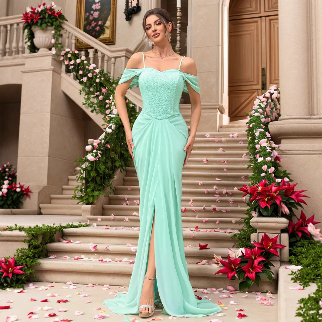 New sequin dress slim fit long trailing wedding banquet dress