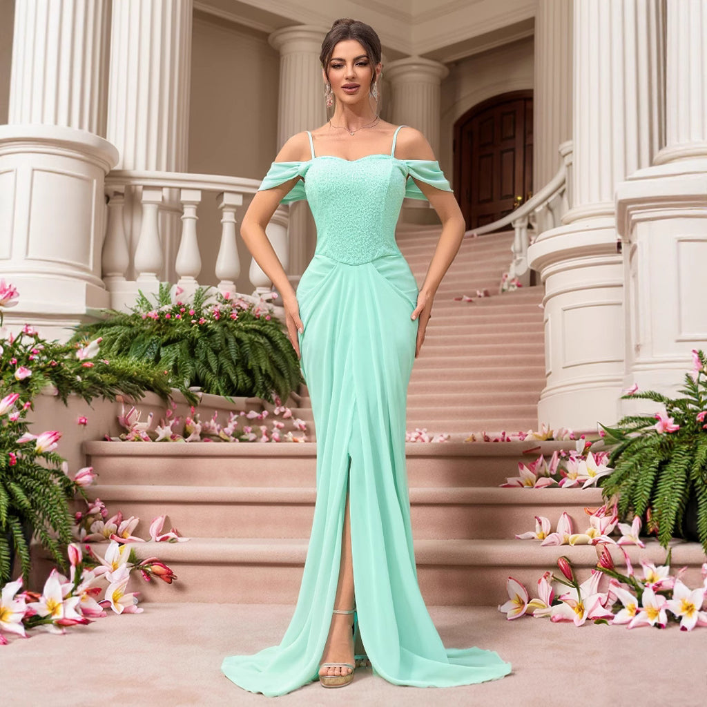 New sequin dress slim fit long trailing wedding banquet dress
