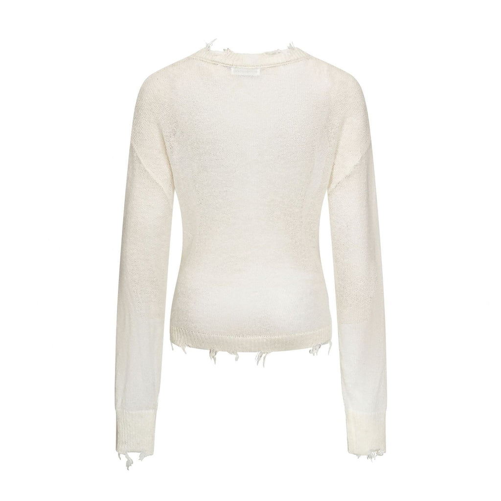 Hollow knit sweater slim fit sweater