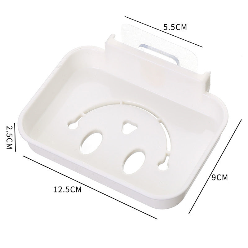 Smiley Free Punching Soap Rack Bathroom Drain Soap Box Toilet Soap Rack Wall Hanging Rack