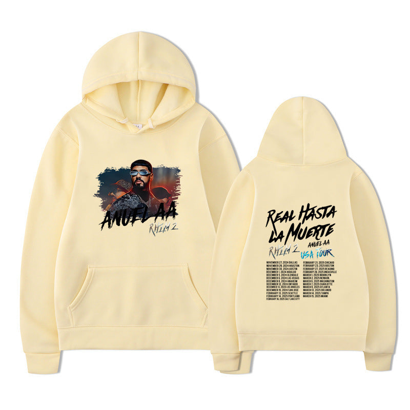 Rapper Anuel AA Real Hasta La Muerte Hoodies Mens Clothing H