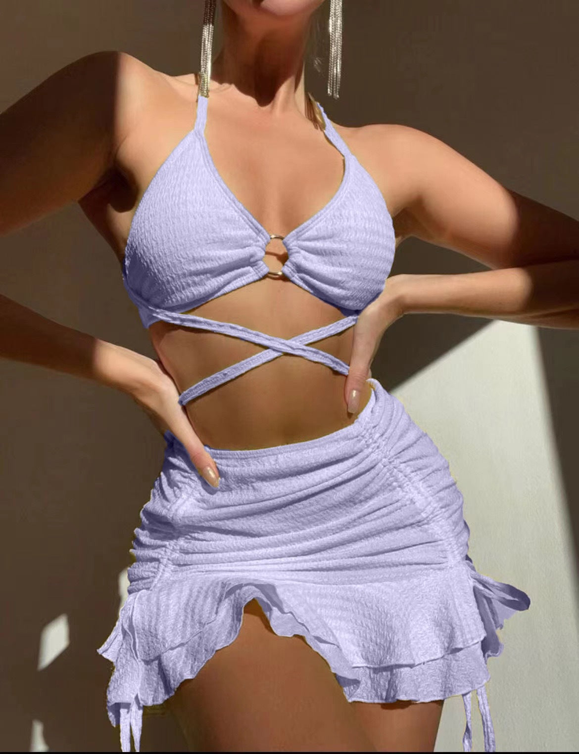 Ladies' sexy three piece beach swimsuit set