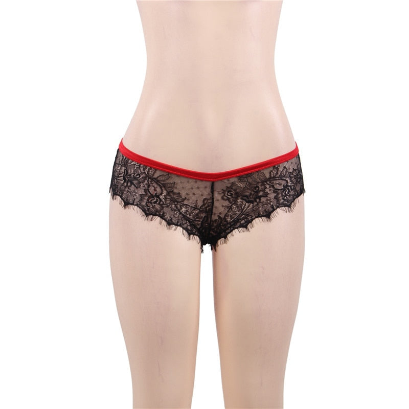 Woman Panties Underwear Thin Transparent Lace Briefs Open Back Sexy Bragas Mujer Black Floral Lace Knickers