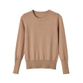 Round neck button decoration long sleeved knitted sweater for women