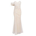 Wedding Dress For Women Elegant Off Shoulder Short Sleeves Pearl Sequins Design Sparkling Maxi Long Gown