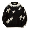 Star Graphic Patchwork Knitted Sweaters Mens Hip Hop Harajuku Oversized Casual O-Neck Y2K Pullover Couples Streetwear