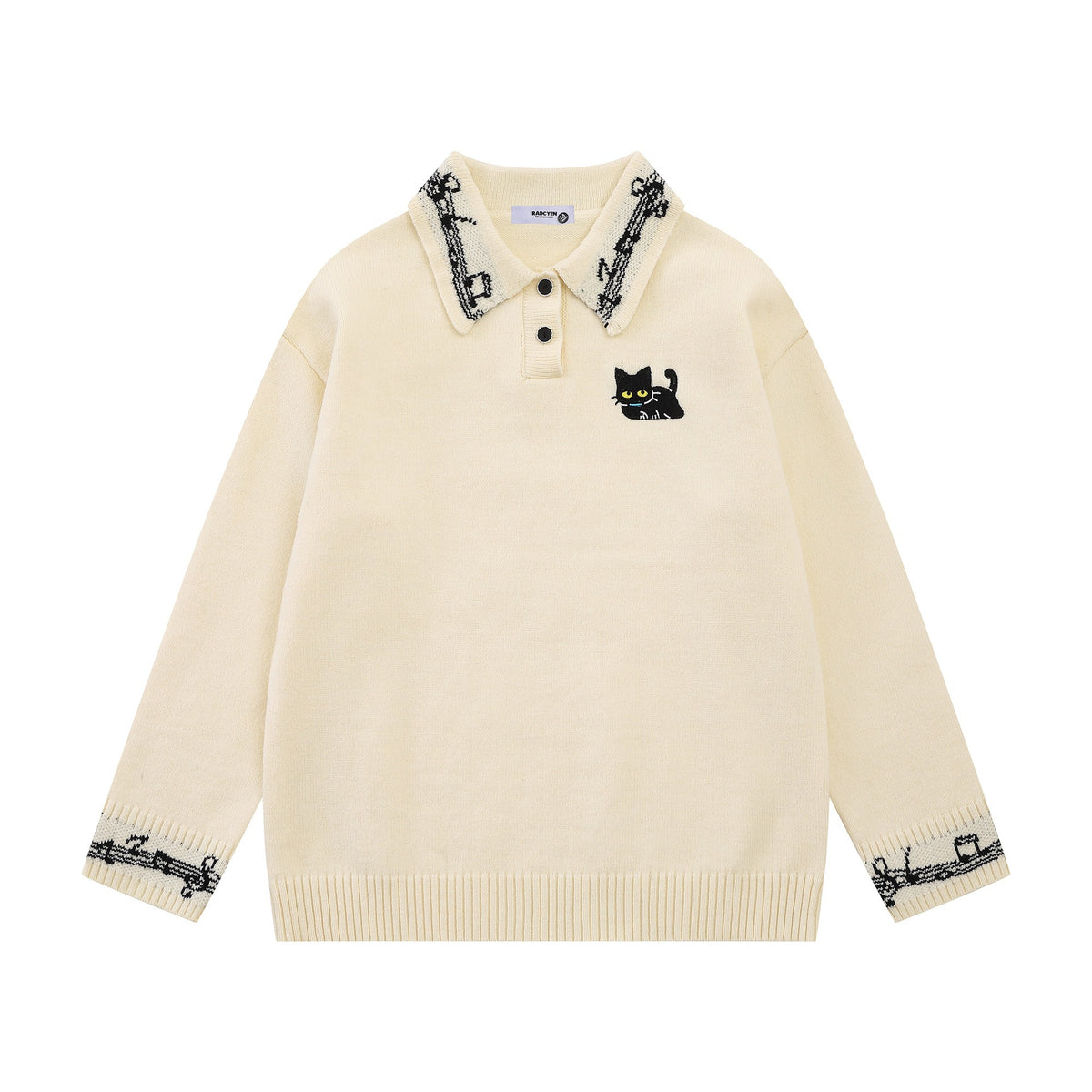 Music note jacquard sweater