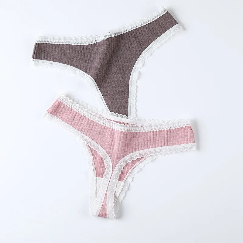 3 Pcs/Set Women Panties G-String Underwear Fashion Thong Sexy Cotton Panties Ladies G-string Soft Lingerie Solid Low Rise Panty